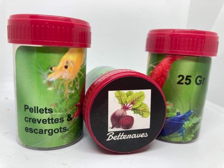 Pellets betterave pour crevettes et escargot d'eau douce 25 gr shrimp