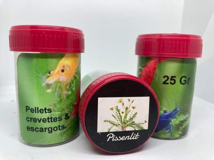 Pellets Pissenlit pour crevettes et escargot d'eau douce 25gr shrimp
