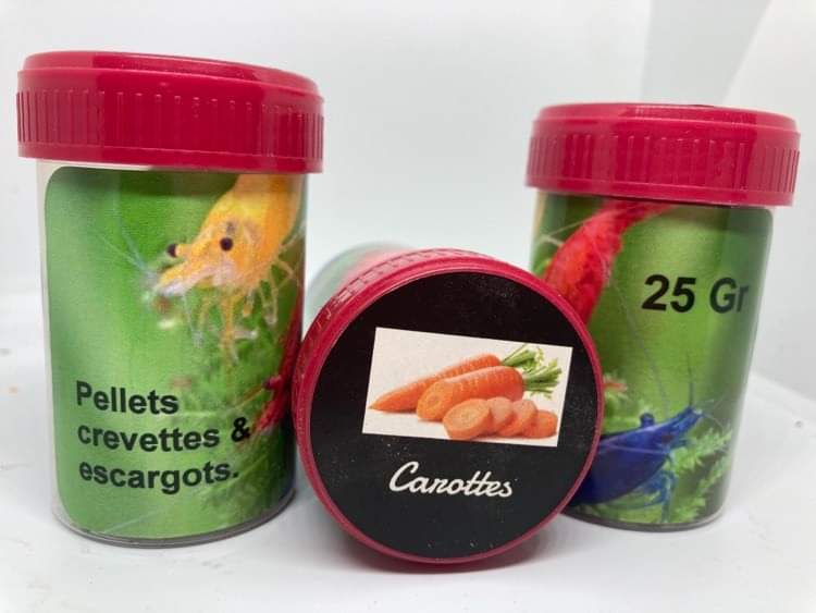 Pellets Carottes pour crevettes et escargot d'eau douce 25 gr shrimp